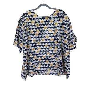 Vintage Maggie Barnes Camel Print Womens Shirt Size 28W Animal Print Boxy Boho